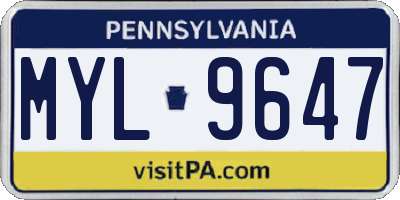 PA license plate MYL9647