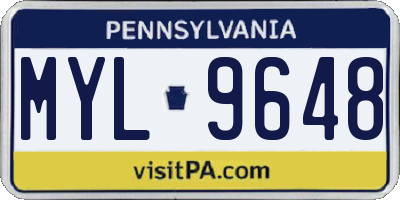 PA license plate MYL9648