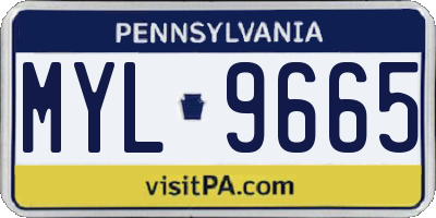 PA license plate MYL9665