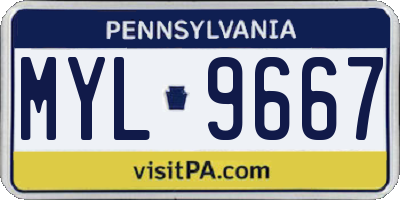 PA license plate MYL9667