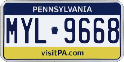 PA license plate MYL9668