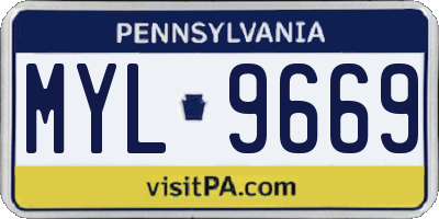 PA license plate MYL9669