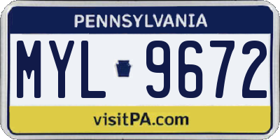 PA license plate MYL9672