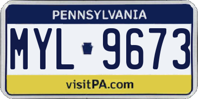 PA license plate MYL9673