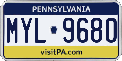 PA license plate MYL9680
