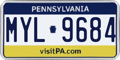 PA license plate MYL9684