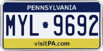 PA license plate MYL9692
