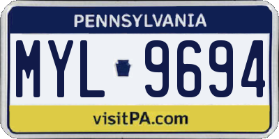 PA license plate MYL9694