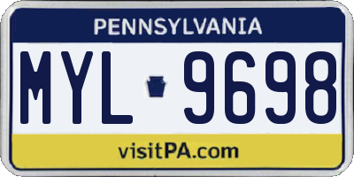 PA license plate MYL9698