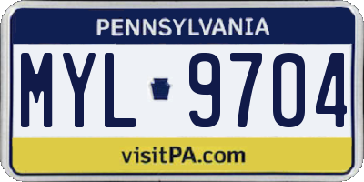 PA license plate MYL9704
