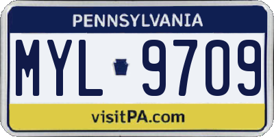 PA license plate MYL9709