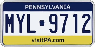 PA license plate MYL9712