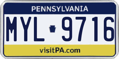 PA license plate MYL9716