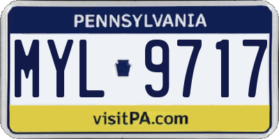 PA license plate MYL9717