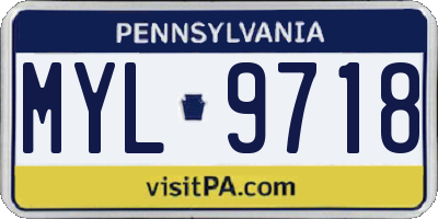 PA license plate MYL9718