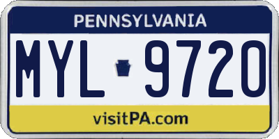 PA license plate MYL9720