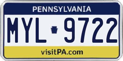 PA license plate MYL9722