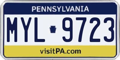 PA license plate MYL9723