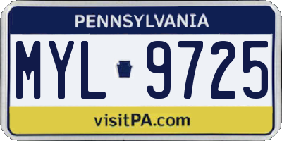 PA license plate MYL9725