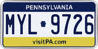 PA license plate MYL9726