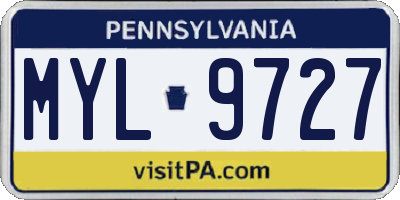 PA license plate MYL9727