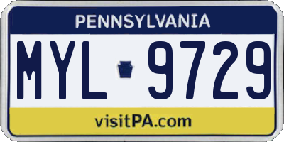 PA license plate MYL9729