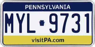 PA license plate MYL9731