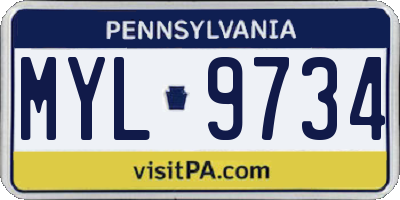 PA license plate MYL9734