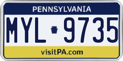 PA license plate MYL9735