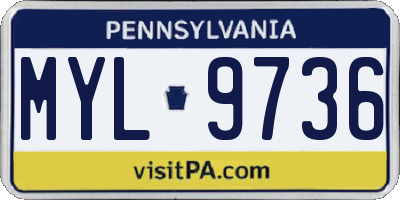 PA license plate MYL9736