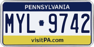 PA license plate MYL9742