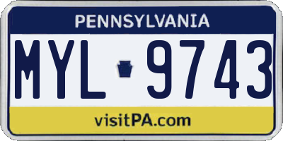 PA license plate MYL9743