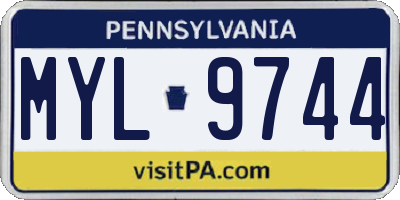 PA license plate MYL9744