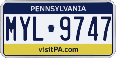 PA license plate MYL9747