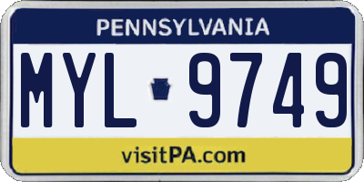 PA license plate MYL9749