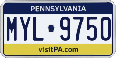 PA license plate MYL9750