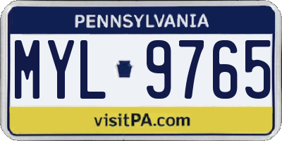 PA license plate MYL9765