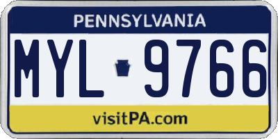 PA license plate MYL9766