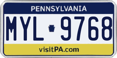 PA license plate MYL9768