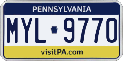 PA license plate MYL9770