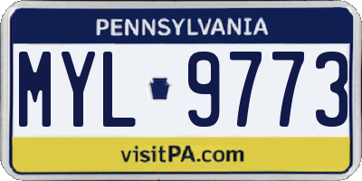 PA license plate MYL9773