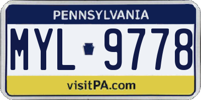 PA license plate MYL9778