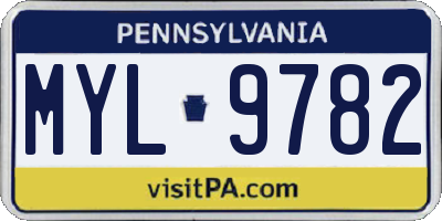 PA license plate MYL9782