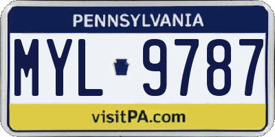 PA license plate MYL9787