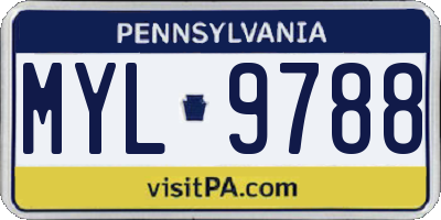 PA license plate MYL9788