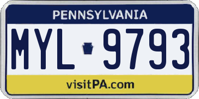 PA license plate MYL9793