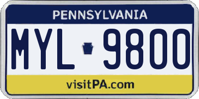 PA license plate MYL9800