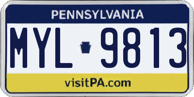 PA license plate MYL9813