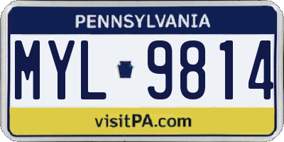 PA license plate MYL9814