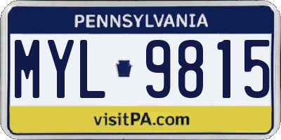 PA license plate MYL9815